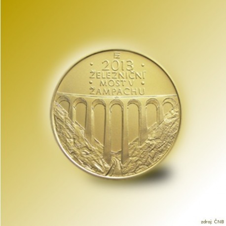 Zlatá mince 5000 Kč Železniční most v Žampachu 2013 Standard