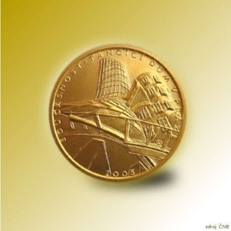 Zlatá mince 2000 Kč Tančící Dům v Praze Současnost 2005 Proof