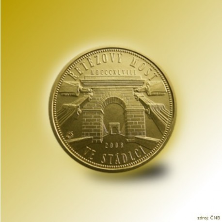 Zlatá mince 2500 Kč Řetězový most ve Stádlci 2008 Standard_